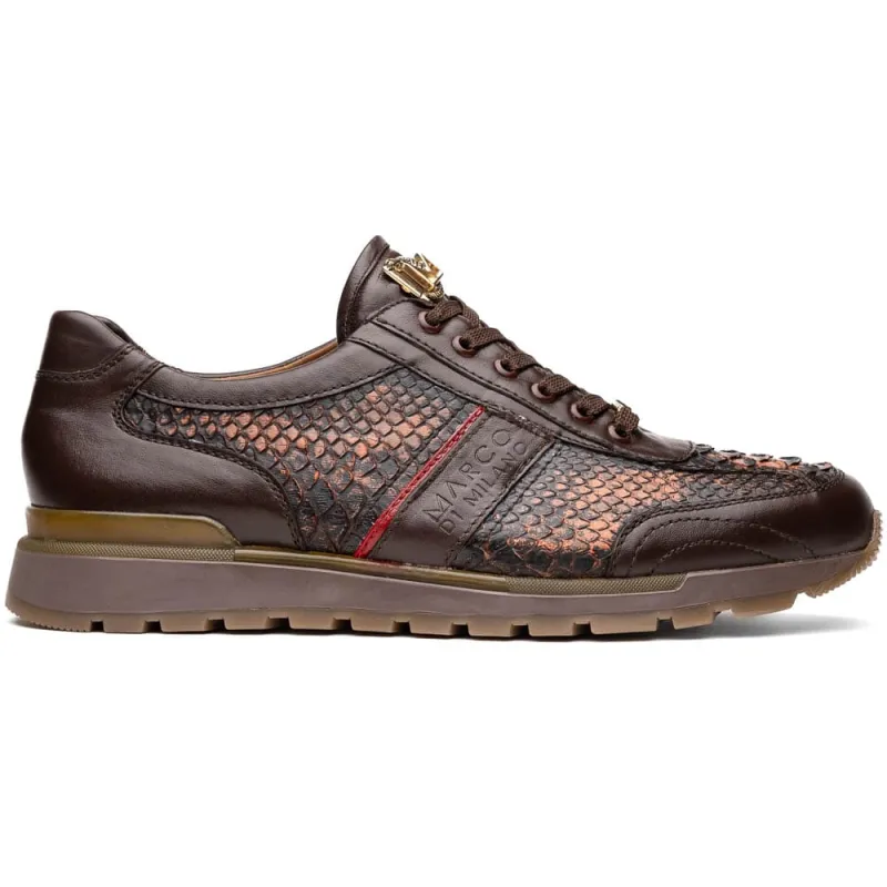 Marco Di Milano Brescia Wash Cognac Python & Calfskin Sneakers sold by Alberto Nardoni