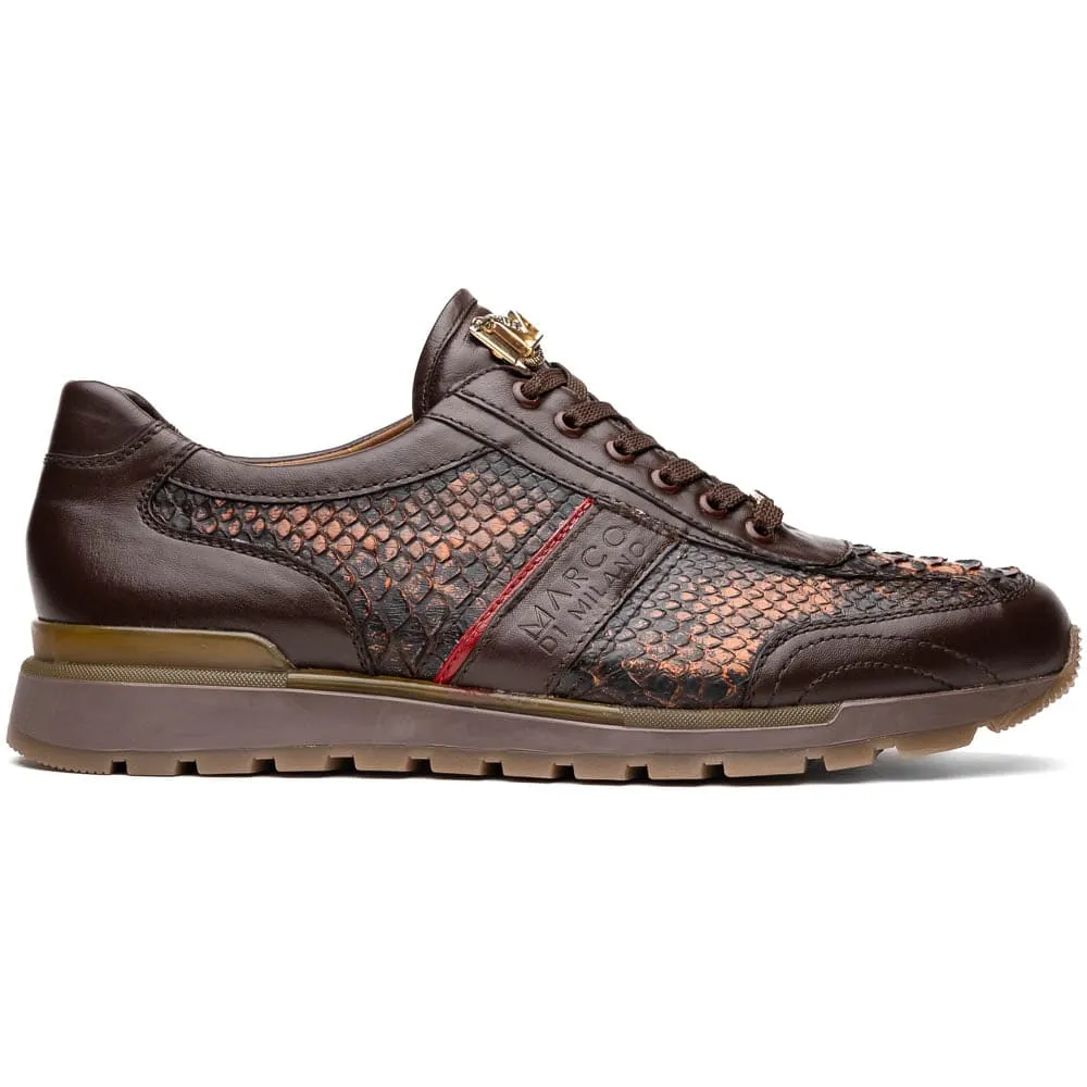 Marco Di Milano Brescia Wash Cognac Python & Calfskin Sneakers sold by Alberto Nardoni
