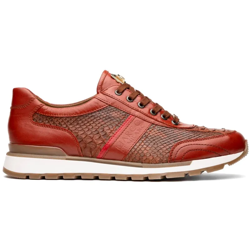 Marco Di Milano Brescia Antique Cognac Python & Calfskin Sneakers sold by Alberto Nardoni
