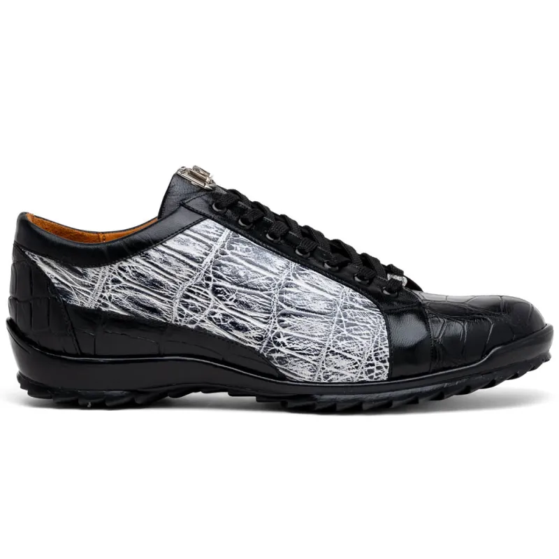 Marco Di Milano Cairo Black/White Alligator Sneakers sold by Alberto Nardoni