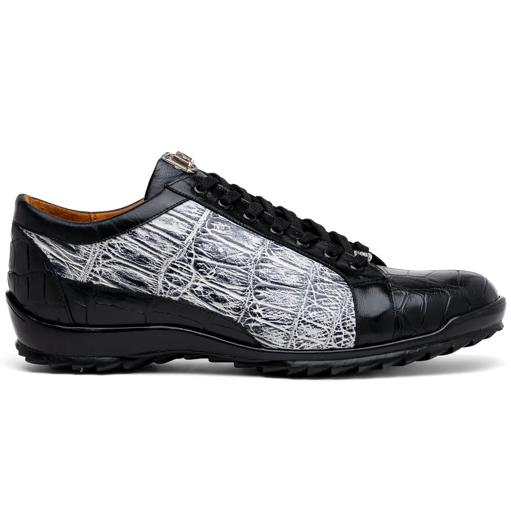 Marco Di Milano Cairo Black/White Alligator Sneakers sold by Alberto Nardoni