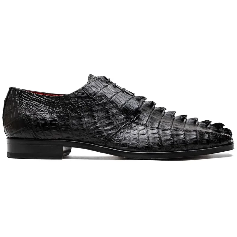 Marco Di Milano Cancun Black Caiman Crocodile Derby Shoes sold by Alberto Nardoni