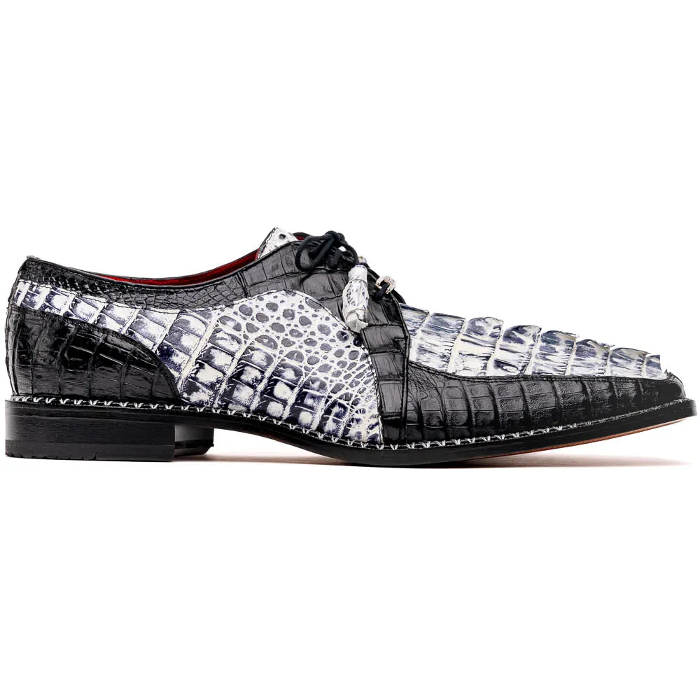 Marco Di Milano Caribe Black / Newspaper Caiman Crocodile Derby Shoes sold by Alberto Nardoni