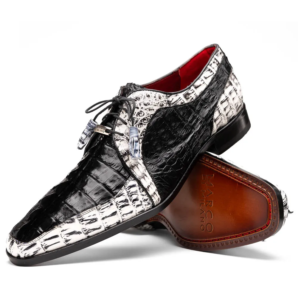 Marco Di Milano Caribe Newspaper / Black Caiman Crocodile Derby Shoes sold by Alberto Nardoni product image thumbnail 2