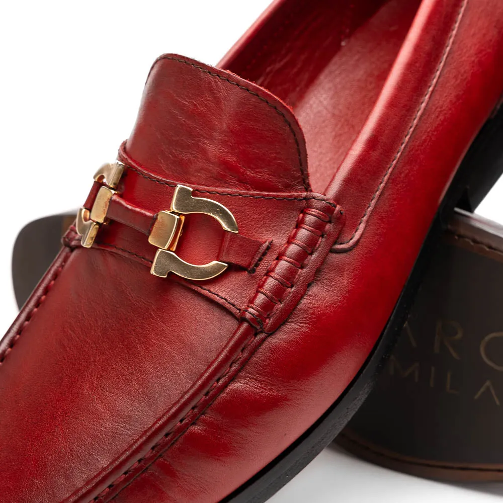 Marco Di Milano Cassarano Red Men's Calfskin Leather Loafers sold by Alberto Nardoni product image thumbnail 3