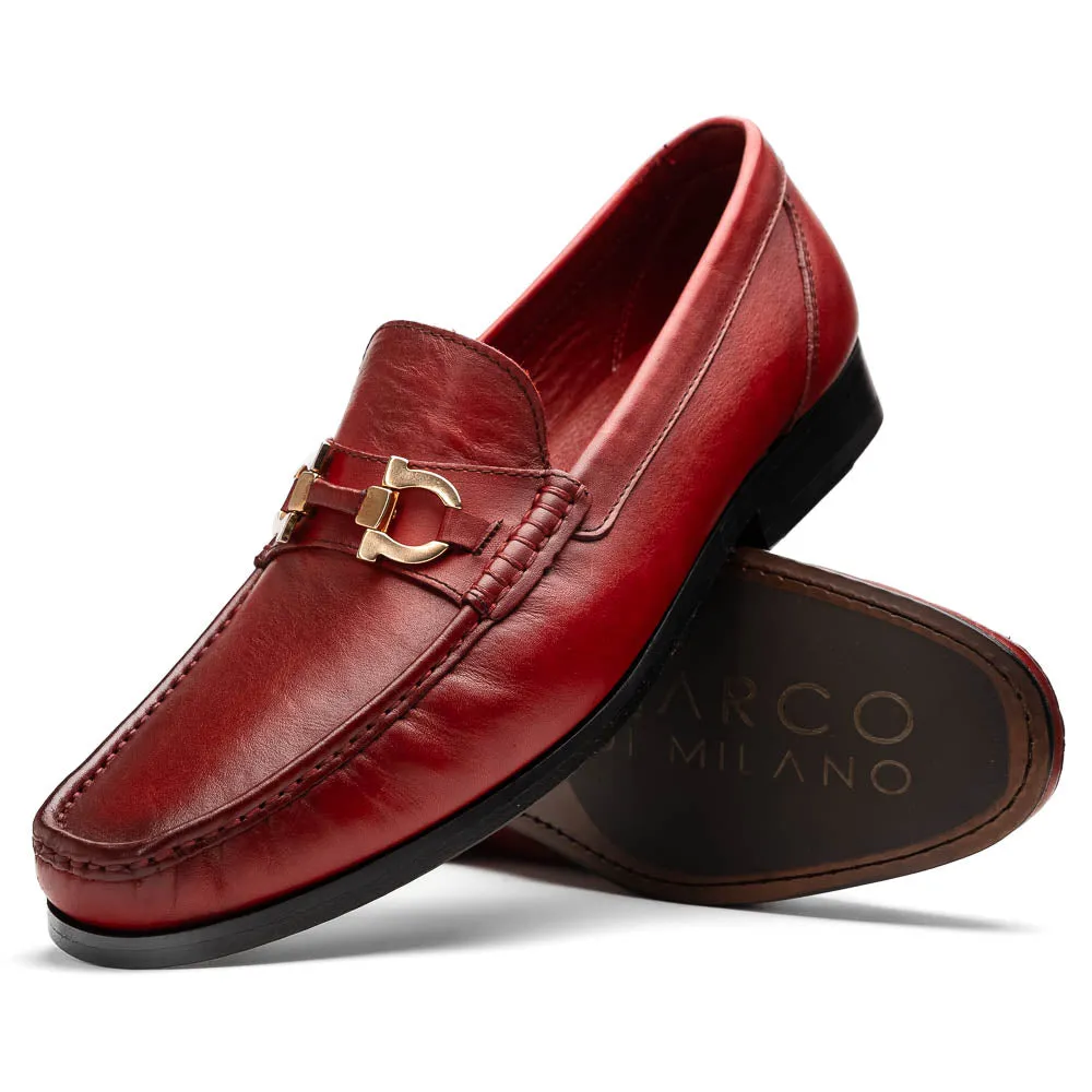Marco Di Milano Cassarano Red Men's Calfskin Leather Loafers sold by Alberto Nardoni product image thumbnail 2