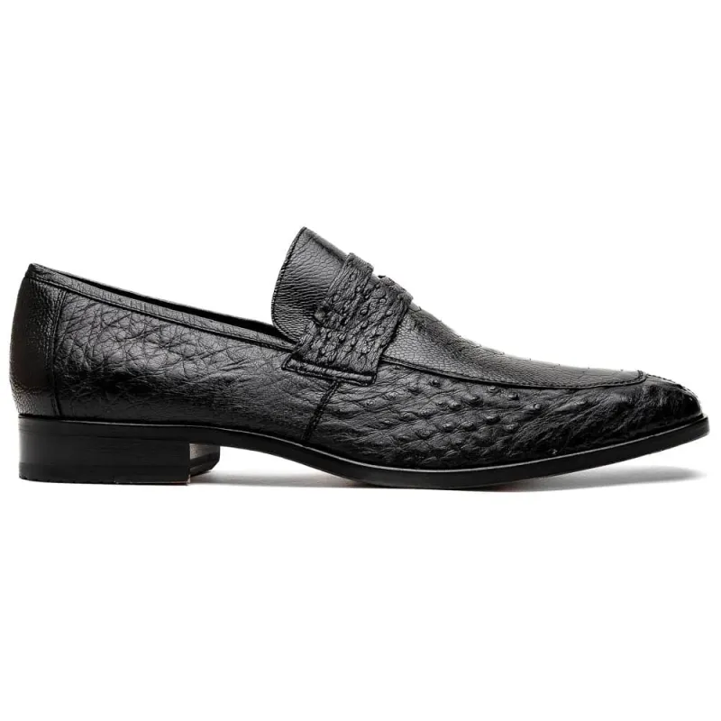 Marco Di Milano Fangio Black Ostrich Penny Loafer sold by Alberto Nardoni