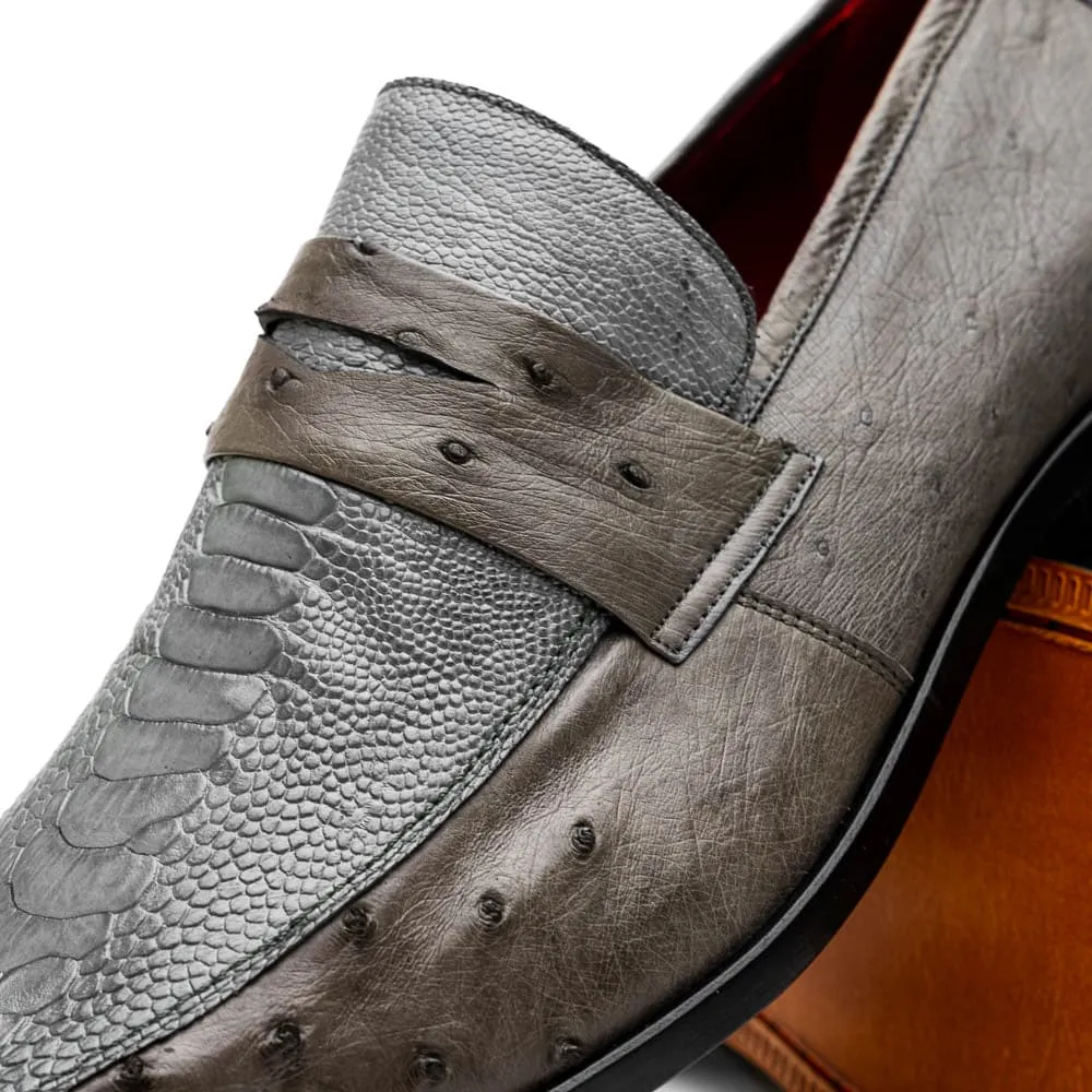 Marco Di Milano Fangio Serpentine Grey Ostrich Penny Loafer sold by Alberto Nardoni product image thumbnail 3