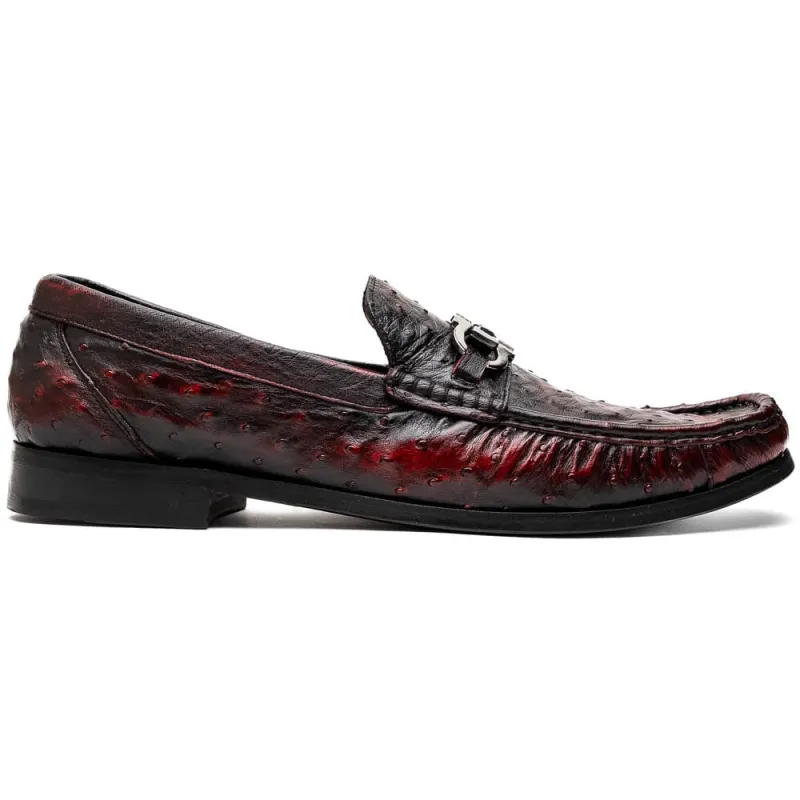 Marco Di Milano Ferrioni Ostrich Black Cherry Bit Loafer sold by Alberto Nardoni