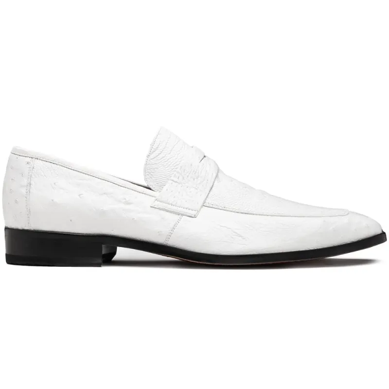 Marco Di Milano Fangio White Ostrich Penny Loafer sold by Alberto Nardoni