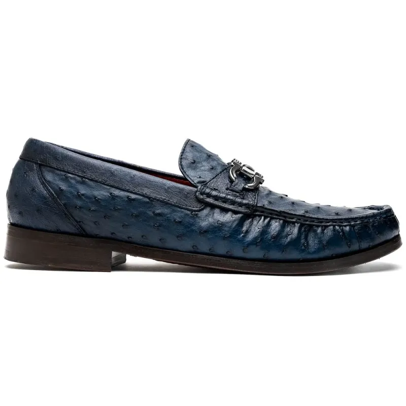 Marco Di Milano Ferrioni Ostrich Navy Bit Loafer sold by Alberto Nardoni