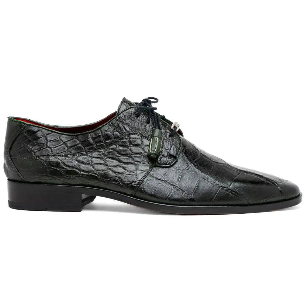 Marco Di Milano Fitipaldi Olive Alligator Derby Shoe sold by Alberto Nardoni