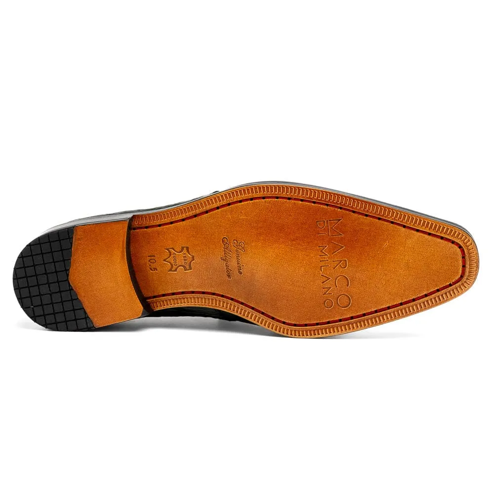 Marco Di Milano Fitipaldi Olive Alligator Derby Shoe sold by Alberto Nardoni product image thumbnail 5