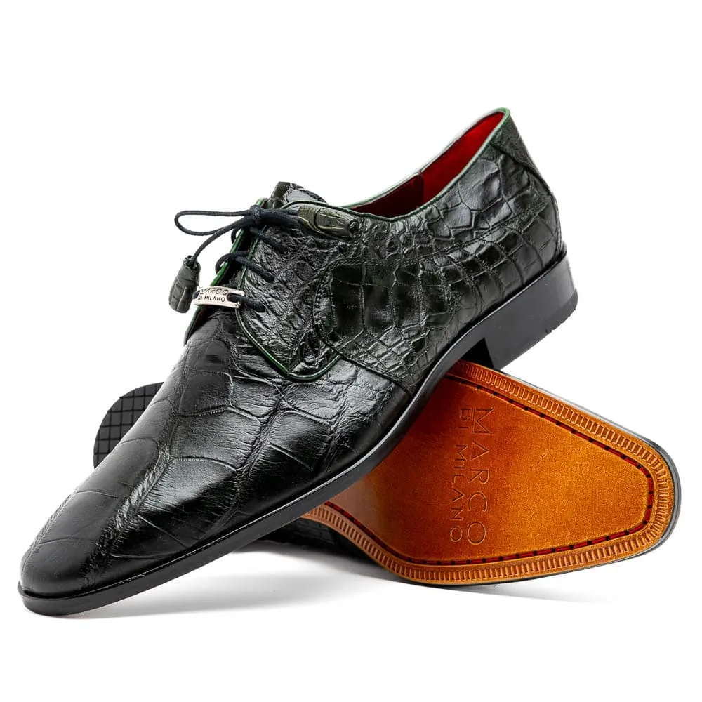 Marco Di Milano Fitipaldi Olive Alligator Derby Shoe sold by Alberto Nardoni product image thumbnail 2
