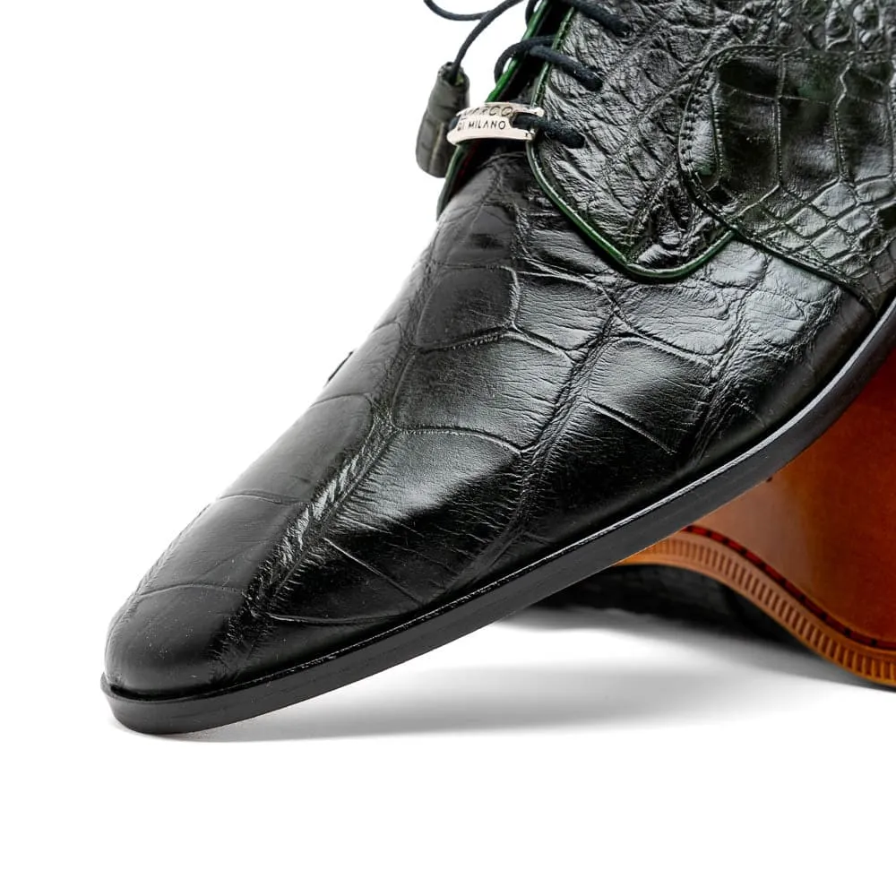 Marco Di Milano Fitipaldi Olive Alligator Derby Shoe sold by Alberto Nardoni product image thumbnail 3