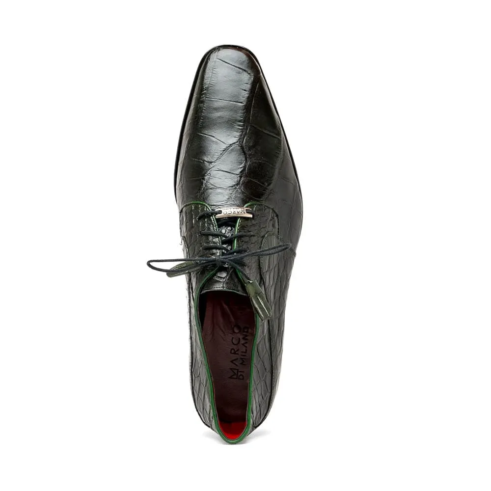 Marco Di Milano Fitipaldi Olive Alligator Derby Shoe sold by Alberto Nardoni product image thumbnail 4