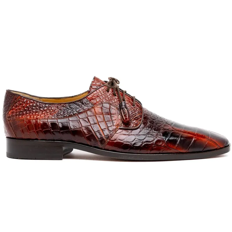 Marco Di Milano Fitipaldi Rustic Cognac Alligator Derby Shoe sold by Alberto Nardoni