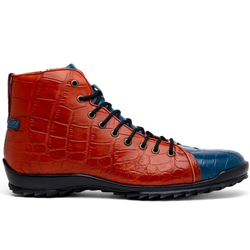 Marco Di Milano Hermond Blue Jeans/Honey Alligator Boots sold by Alberto Nardoni