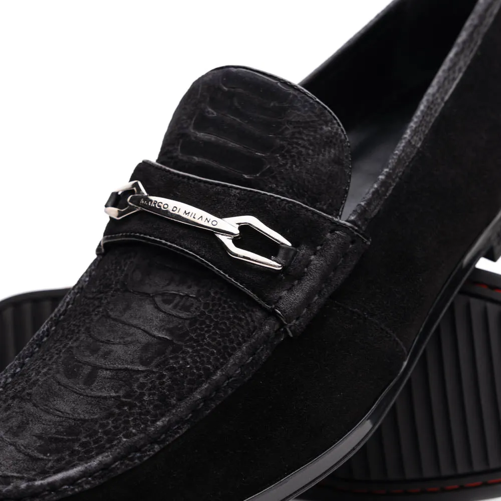 Marco Di Milano Black Hugo Sueded Ostrich Leg Bit Loafers sold by Alberto Nardoni product image thumbnail 3