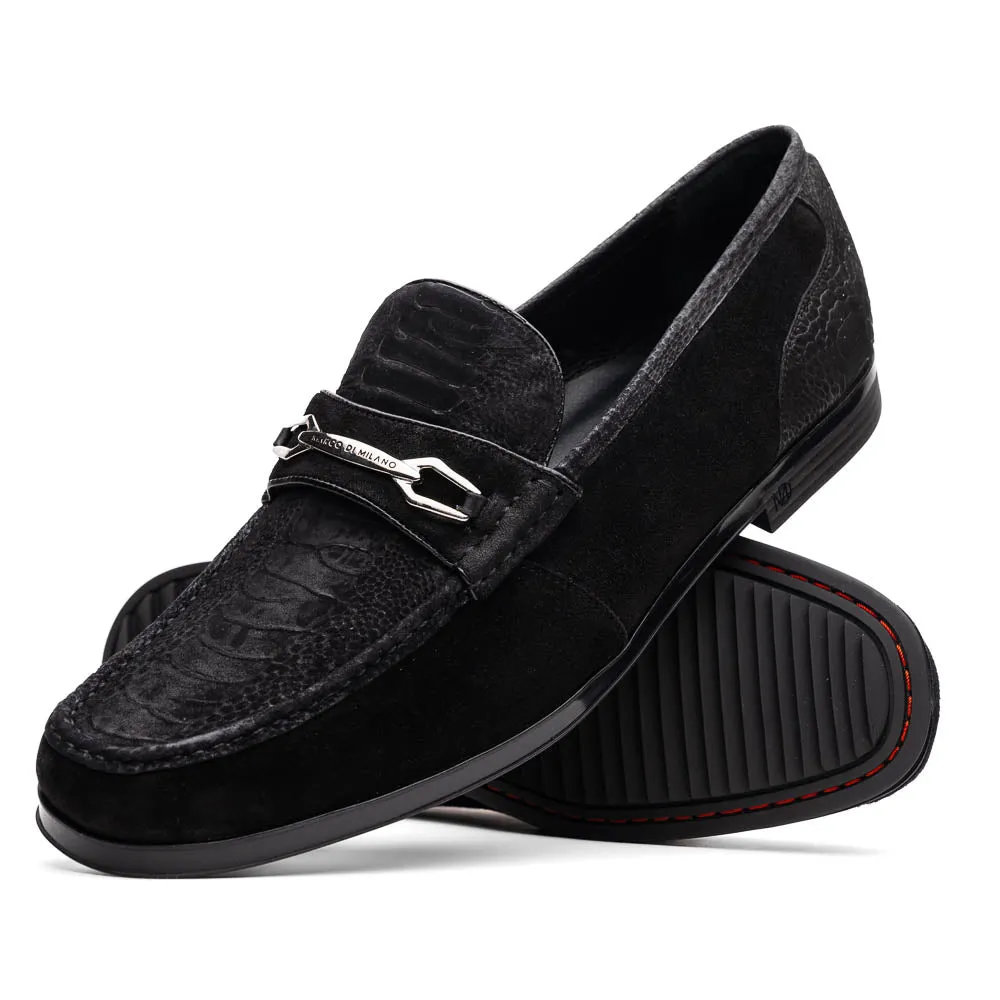 Marco Di Milano Black Hugo Sueded Ostrich Leg Bit Loafers sold by Alberto Nardoni product image thumbnail 2