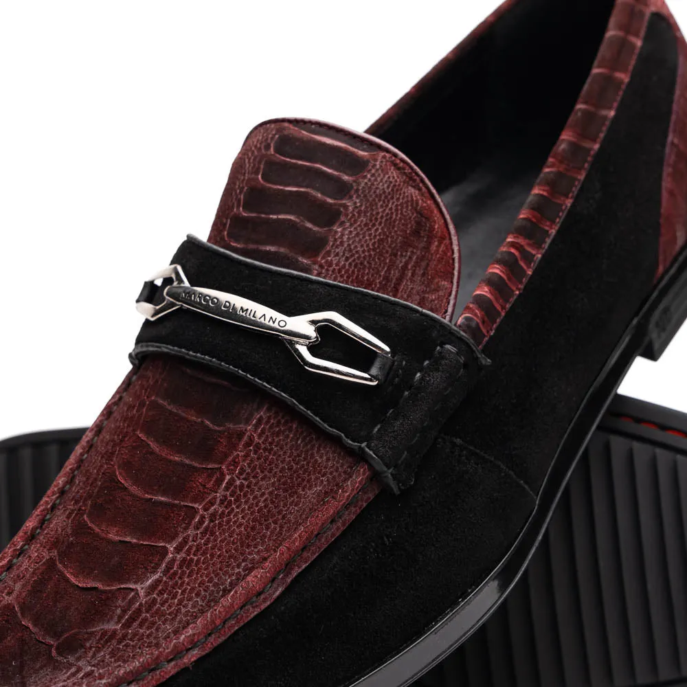 Marco Di Milano Wine-Black Hugo Sueded Ostrich Leg Bit Loafers sold by Alberto Nardoni product image thumbnail 3