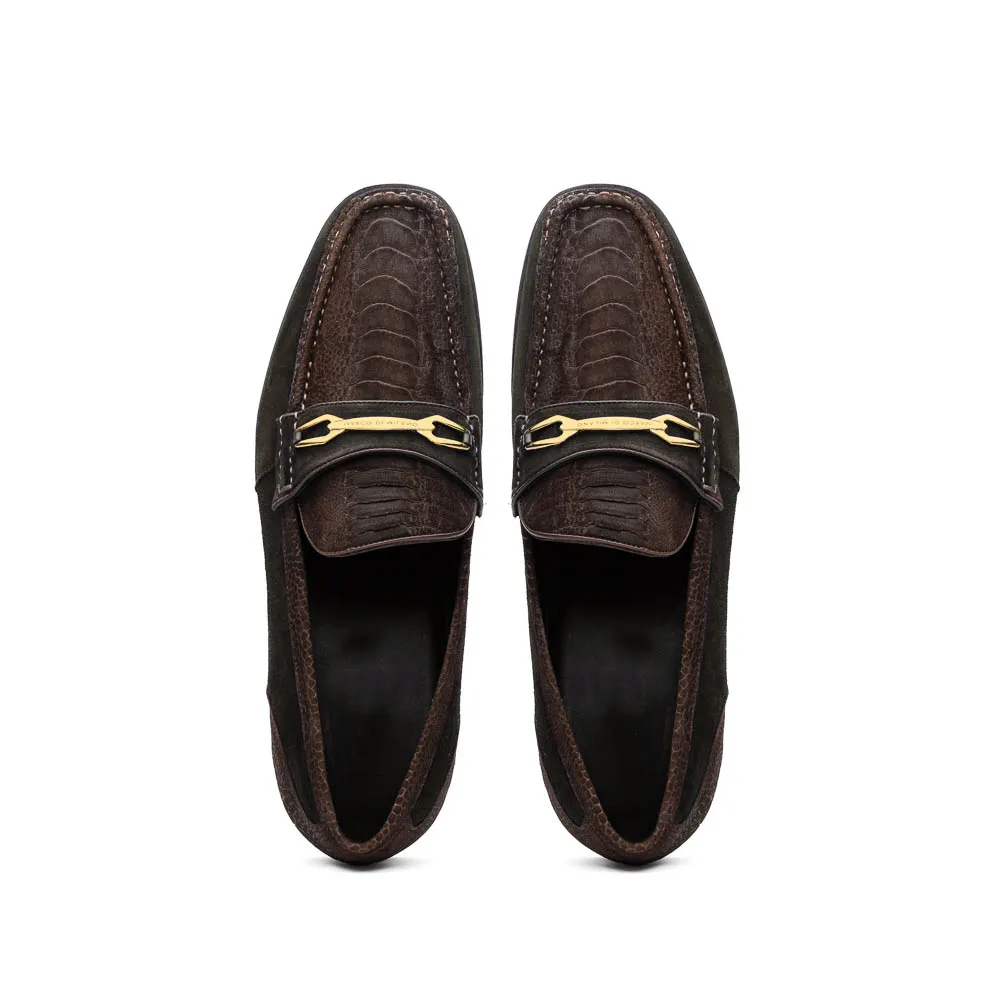 Marco Di Milano Brown Hugo Sueded Ostrich Leg Bit Loafers sold by Alberto Nardoni product image thumbnail 3