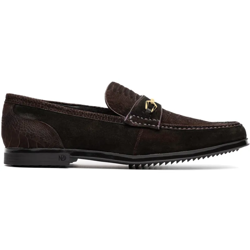 Marco Di Milano Brown Hugo Sueded Ostrich Leg Bit Loafers sold by Alberto Nardoni