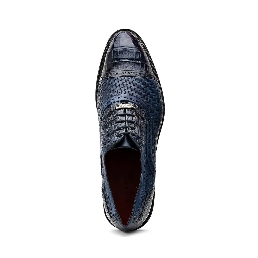 Marco Di Milano John Navy Shoes Exotic Caiman Crocodile / Woven Leather Dress Oxfords sold by Alberto Nardoni product image thumbnail 4