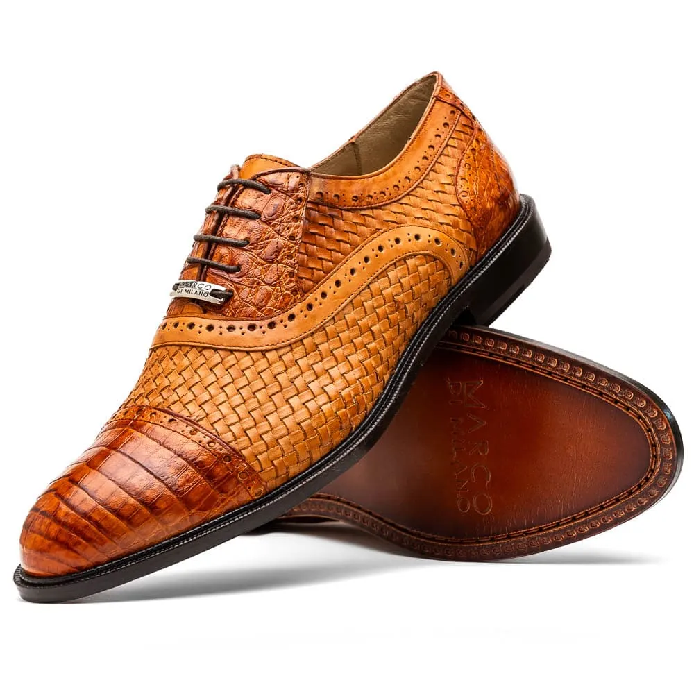 Marco Di Milano John Brandy Shoes Exotic Caiman Crocodile / Woven Leather Dress Oxfords sold by Alberto Nardoni product image thumbnail 2