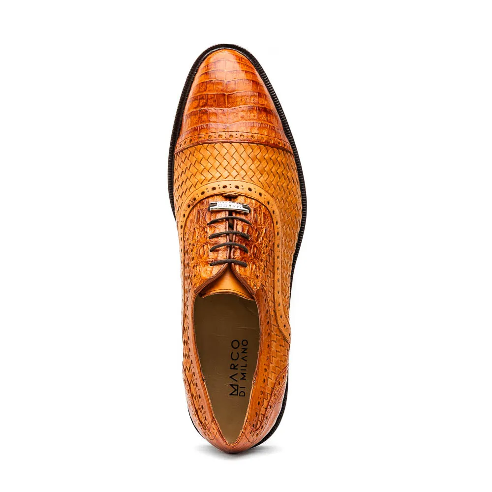 Marco Di Milano John Brandy Shoes Exotic Caiman Crocodile / Woven Leather Dress Oxfords sold by Alberto Nardoni product image thumbnail 4