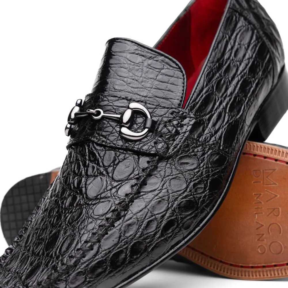 Marco Di Milano Landro Shoes Black Exotic Crocodile Horsebit Loafers sold by Alberto Nardoni product image thumbnail 3