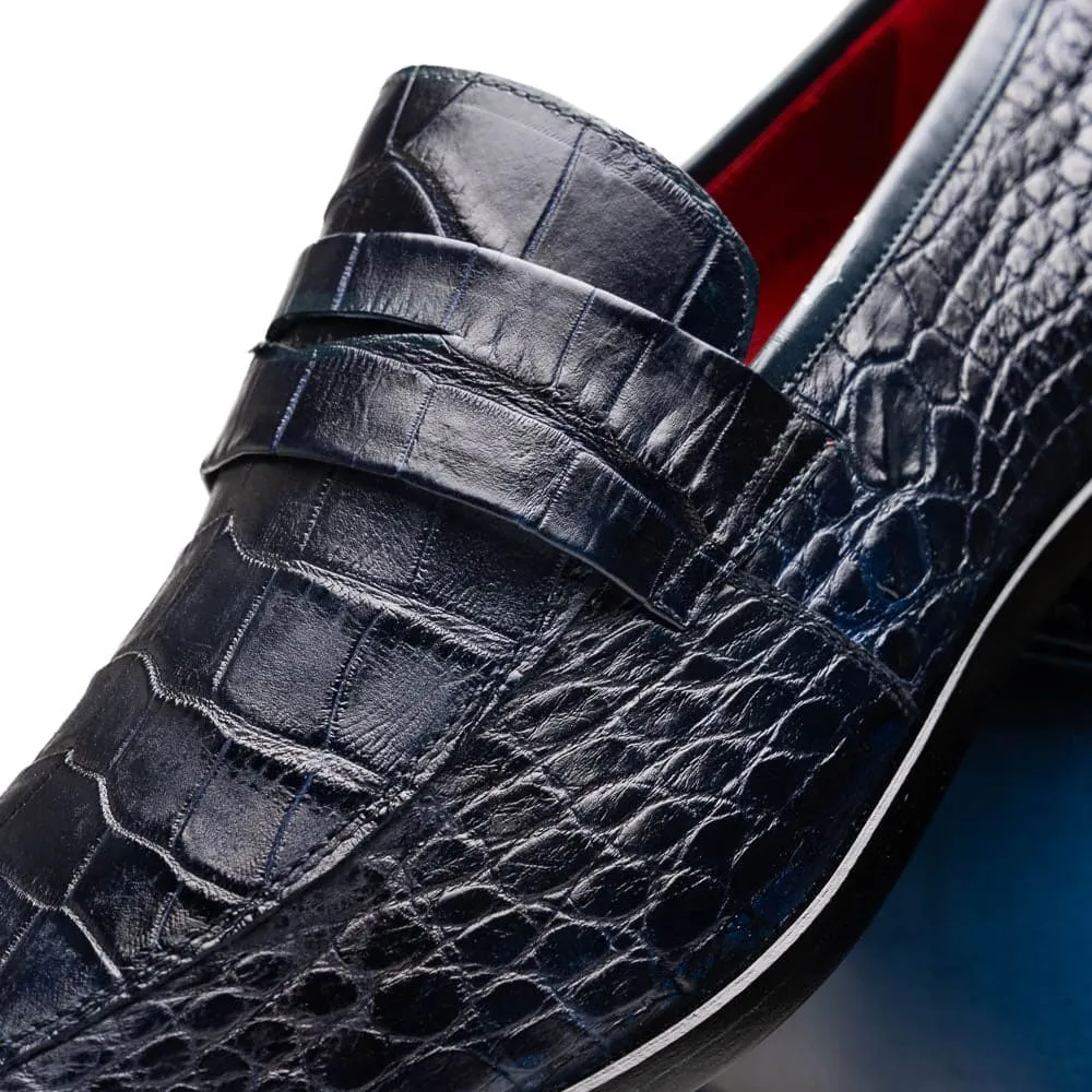 Marco Di Milano Matteo Navy Alligator Penny Loafer sold by Alberto Nardoni product image thumbnail 3