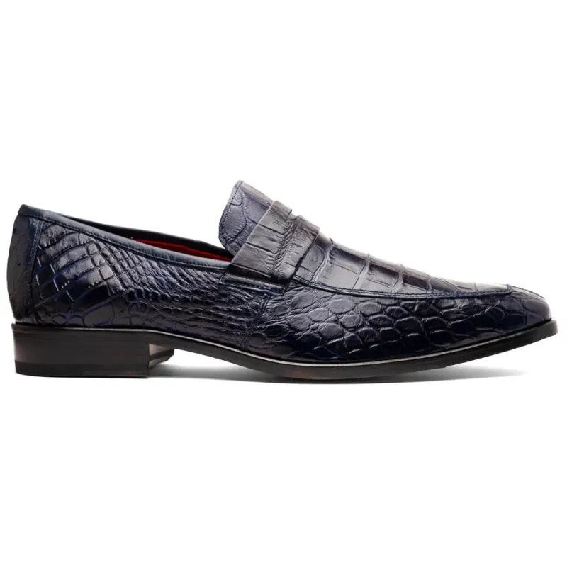 Marco Di Milano Matteo Navy Alligator Penny Loafer sold by Alberto Nardoni