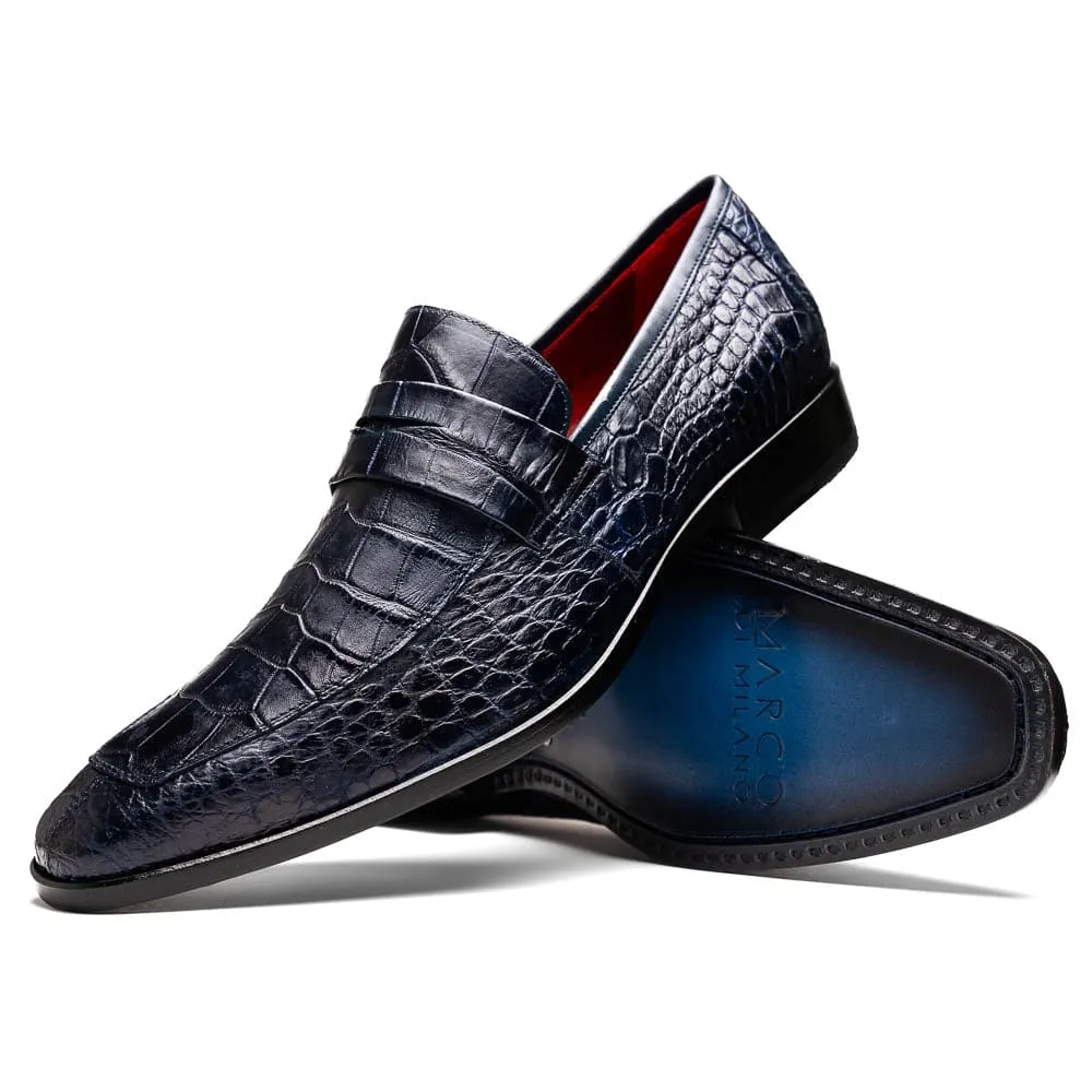 Marco Di Milano Matteo Navy Alligator Penny Loafer sold by Alberto Nardoni product image thumbnail 2