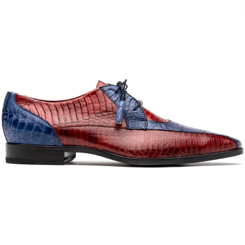 Marco Di Milano Moncalieri Navy/Red Genuine Alligator and Cobra Skin Dress Shoe sold by Alberto Nardoni