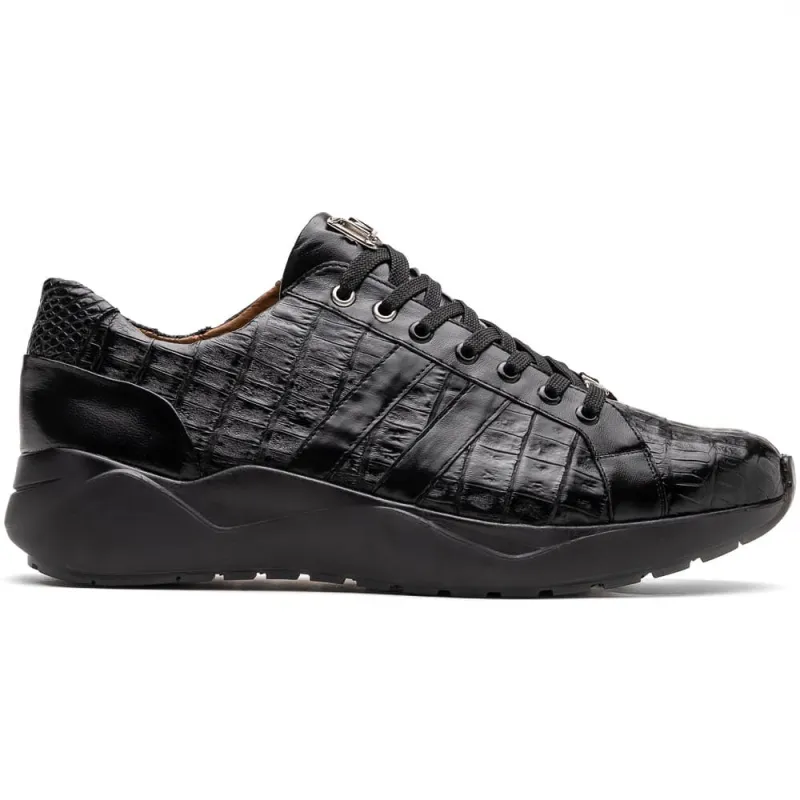 Marco Di Milano Nino Men's Black Sleek Genuine Caiman Crocodile Sneaker sold by Alberto Nardoni