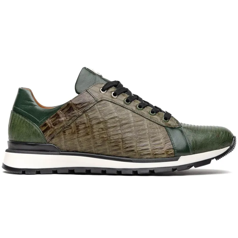 Marco Di Milano Portici Green Men's Exotic Lizard / Crocodile Casual Sneakers sold by Alberto Nardoni