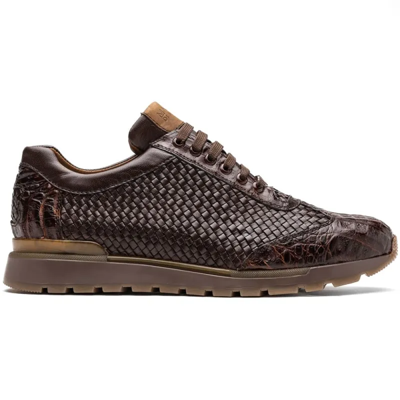 Marco Di Milano Roma Brown Genuine Caiman Crocodile / Woven Leather Fashion Sneakers sold by Alberto Nardoni