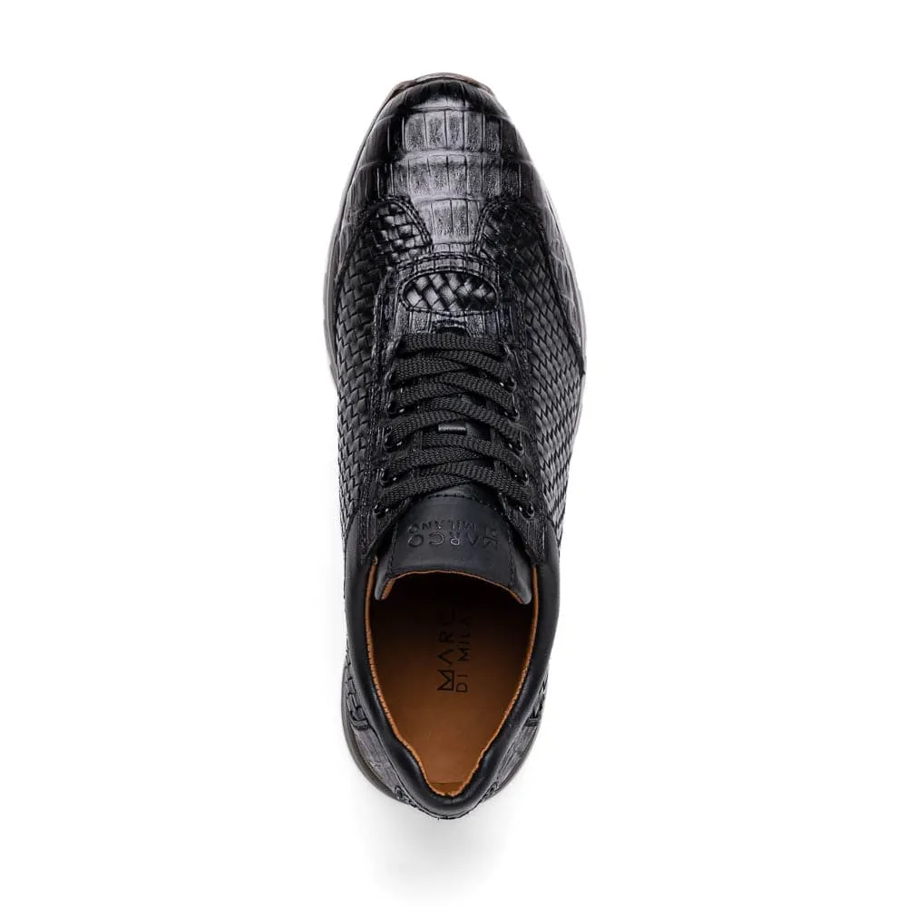 Marco Di Milano Roma Black Genuine Caiman Crocodile / Woven Leather Fashion Sneakers sold by Alberto Nardoni product image thumbnail 4
