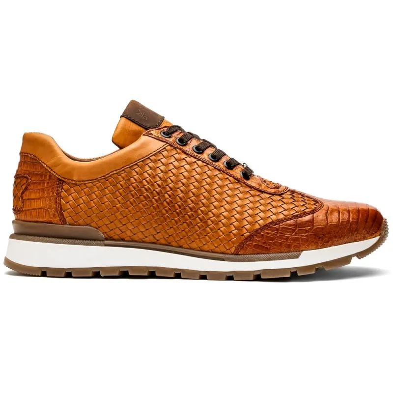 Marco Di Milano Roma Brandy Genuine Caiman Crocodile / Woven Leather Fashion Sneakers sold by Alberto Nardoni