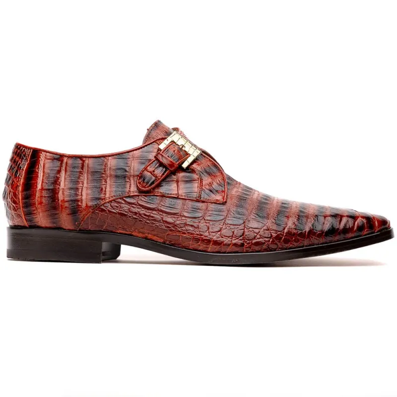 Marco Di Milano Rovigo Cognac Exotic Crocodile Skin Single Monk-strap Loafers sold by Alberto Nardoni