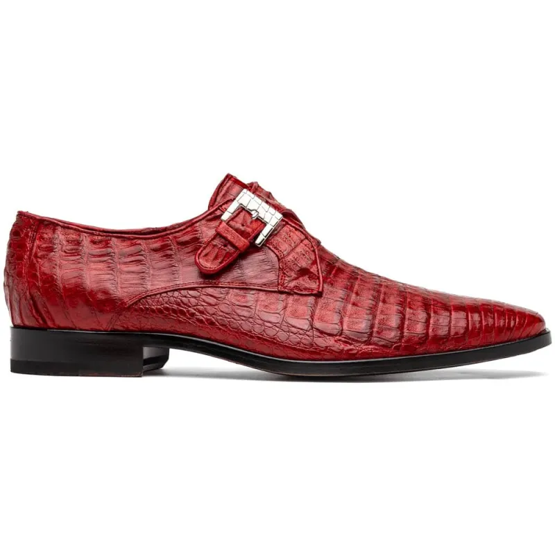 Marco Di Milano Rovigo Red Exotic Crocodile Skin Single Monk-strap Loafers sold by Alberto Nardoni
