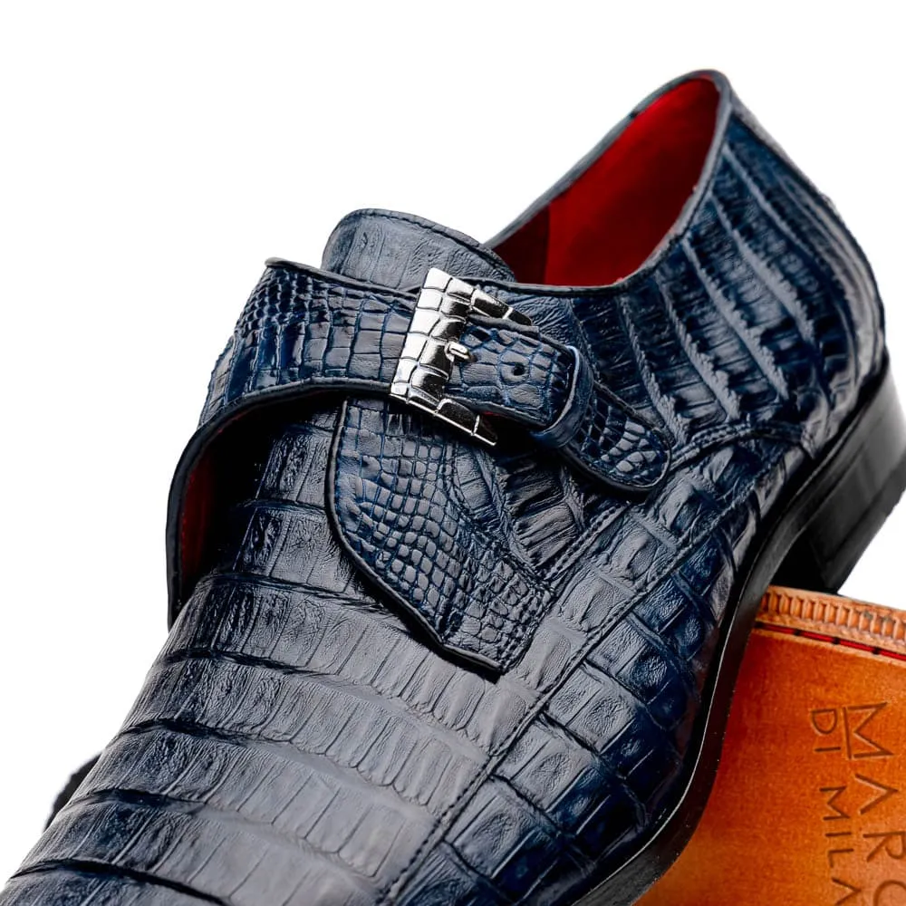 Marco Di Milano Rovigo Navy Exotic Crocodile Skin Single Monk-strap Loafers sold by Alberto Nardoni product image thumbnail 3