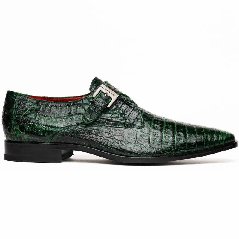 Marco Di Milano Rovigo Green Exotic Crocodile Skin Single Monk-strap Loafers sold by Alberto Nardoni
