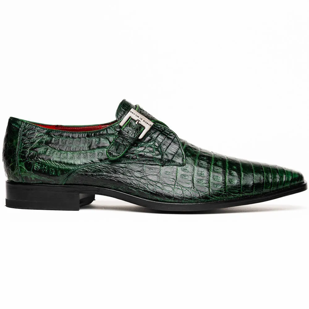 Marco Di Milano Rovigo Green Exotic Crocodile Skin Single Monk-strap Loafers sold by Alberto Nardoni