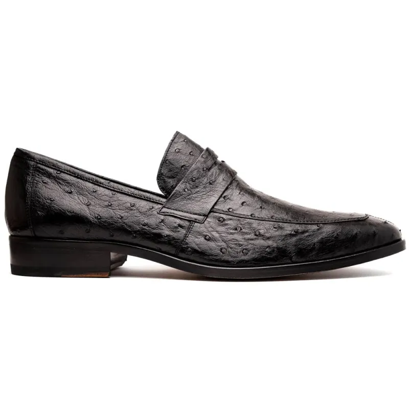 Marco Di Milano Salvatore Black Ostrich Penny Loafer sold by Alberto Nardoni