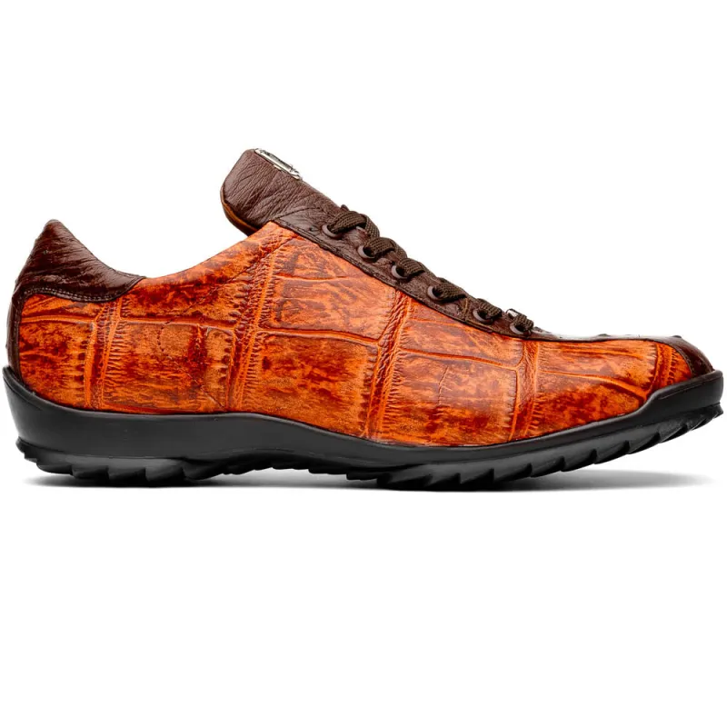 Marco Di Milano Saulo Brandy/Brown Exotic Ostrich and Alligator Casual Sneakers sold by Alberto Nardoni