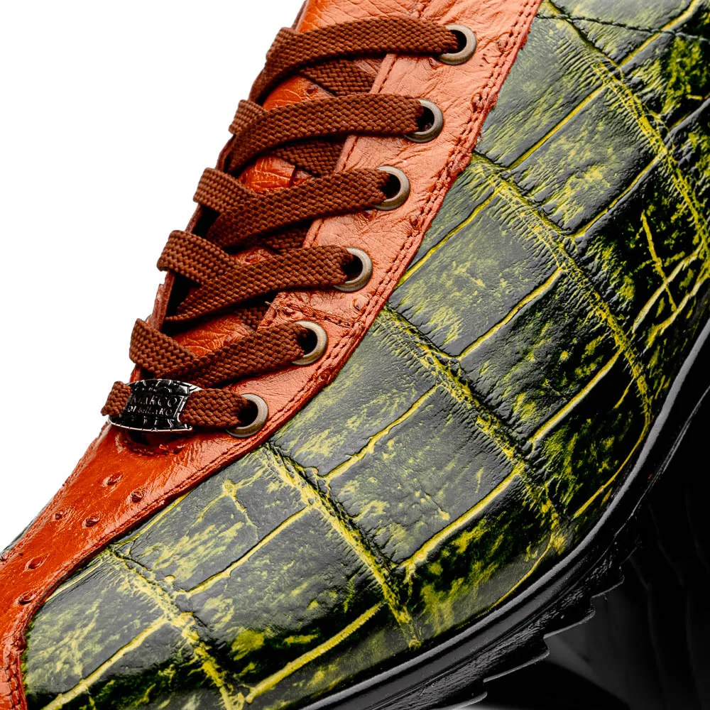 Marco Di Milano Saulo Green Exotic Ostrich and Alligator Casual Sneakers sold by Alberto Nardoni product image thumbnail 3
