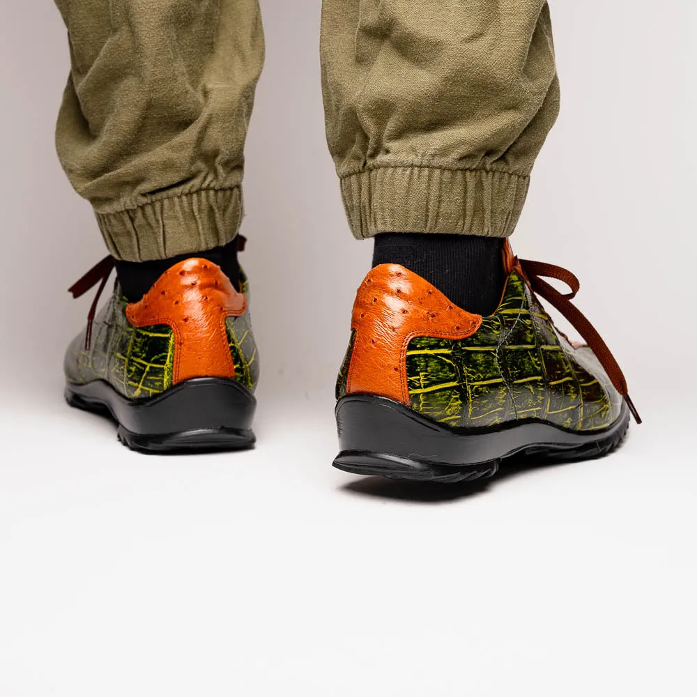 Marco Di Milano Saulo Green Exotic Ostrich and Alligator Casual Sneakers sold by Alberto Nardoni product image thumbnail 5