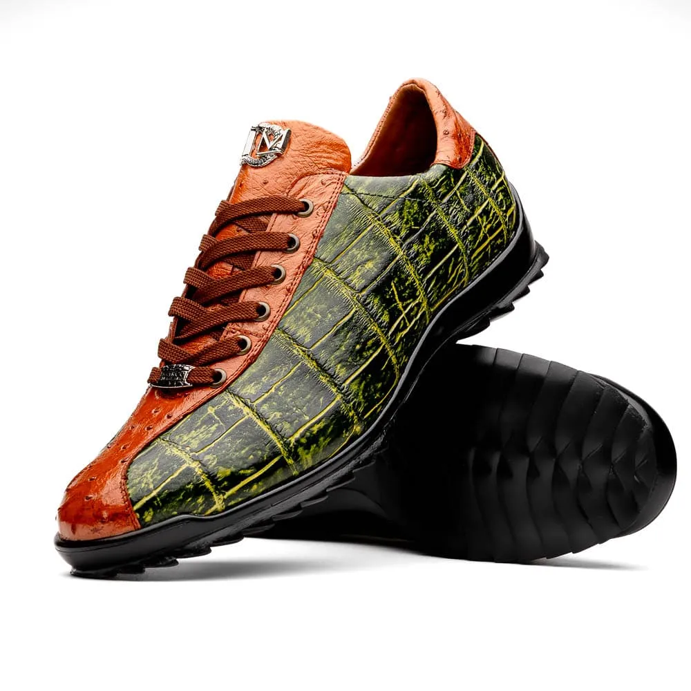 Marco Di Milano Saulo Green Exotic Ostrich and Alligator Casual Sneakers sold by Alberto Nardoni product image thumbnail 2